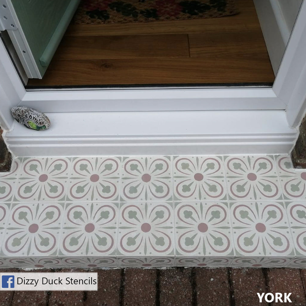 SHOP our York faux tile stencil