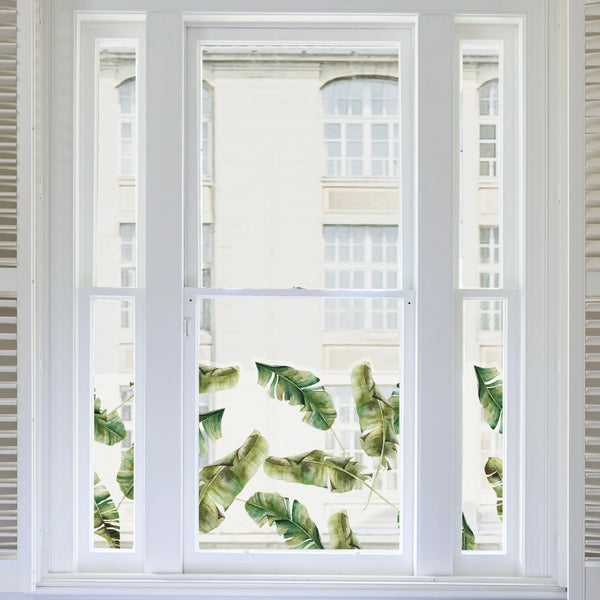 Privacy Window Banana Leaf Tropical Clear Window Privacy Border Dizzy Duck Designs