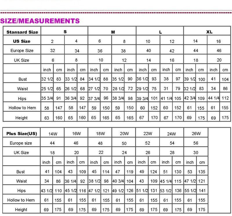 Glamorous Size Chart