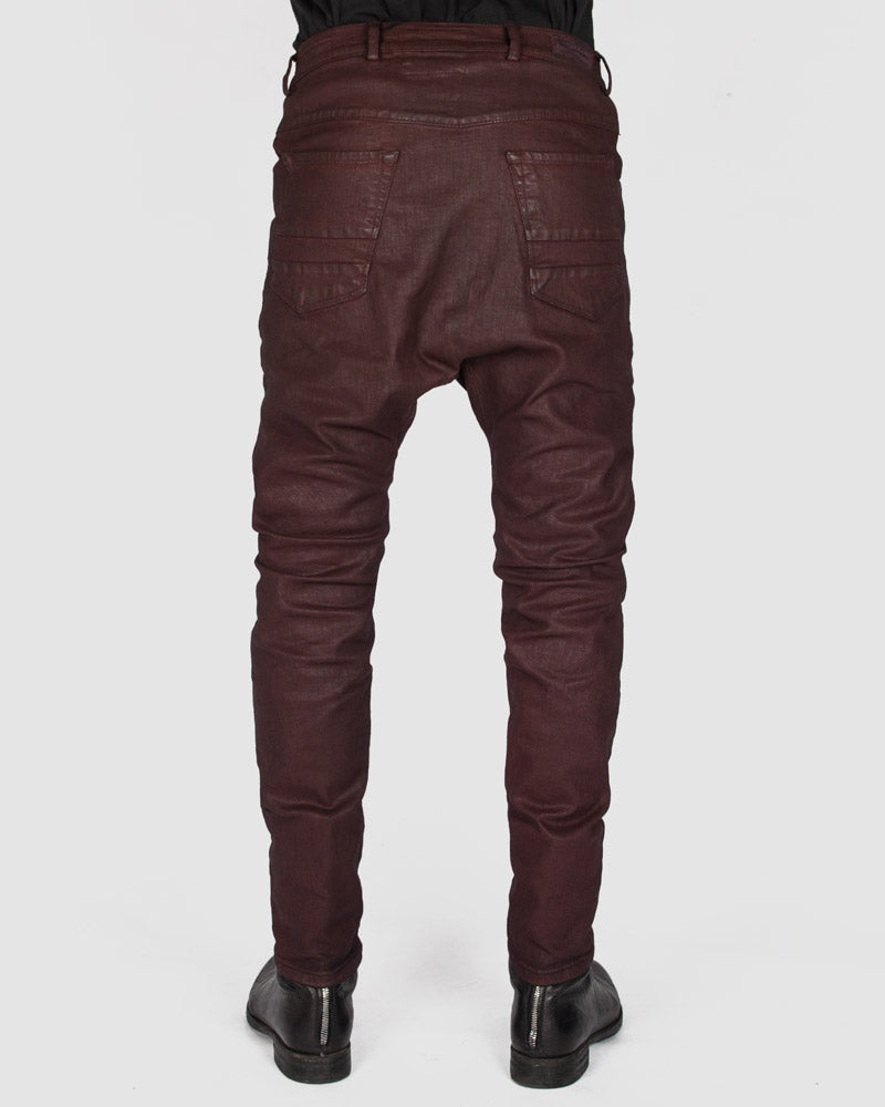 wax coated denim red