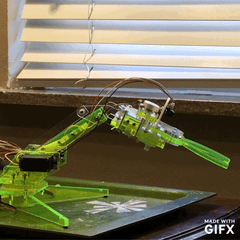 robot runs away. Don't touch him!