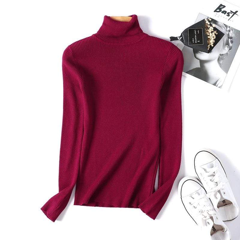 red polo neck jumper womens