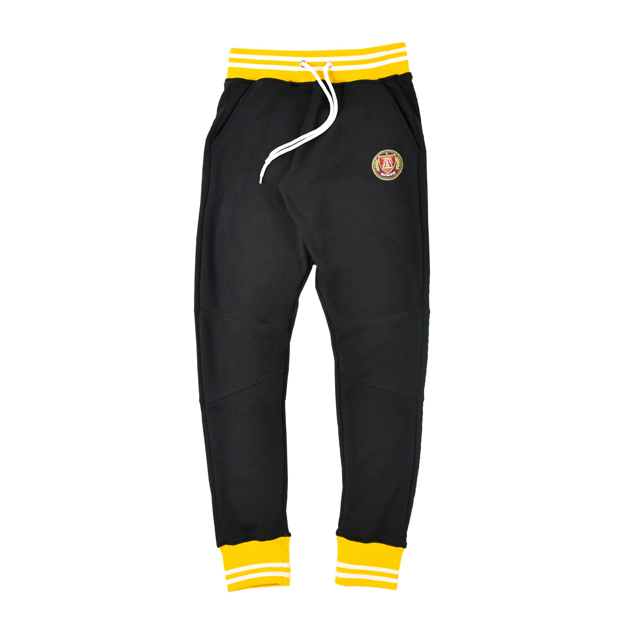 black yellow stripe joggers