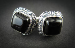 silver cufflinks with cherry amber