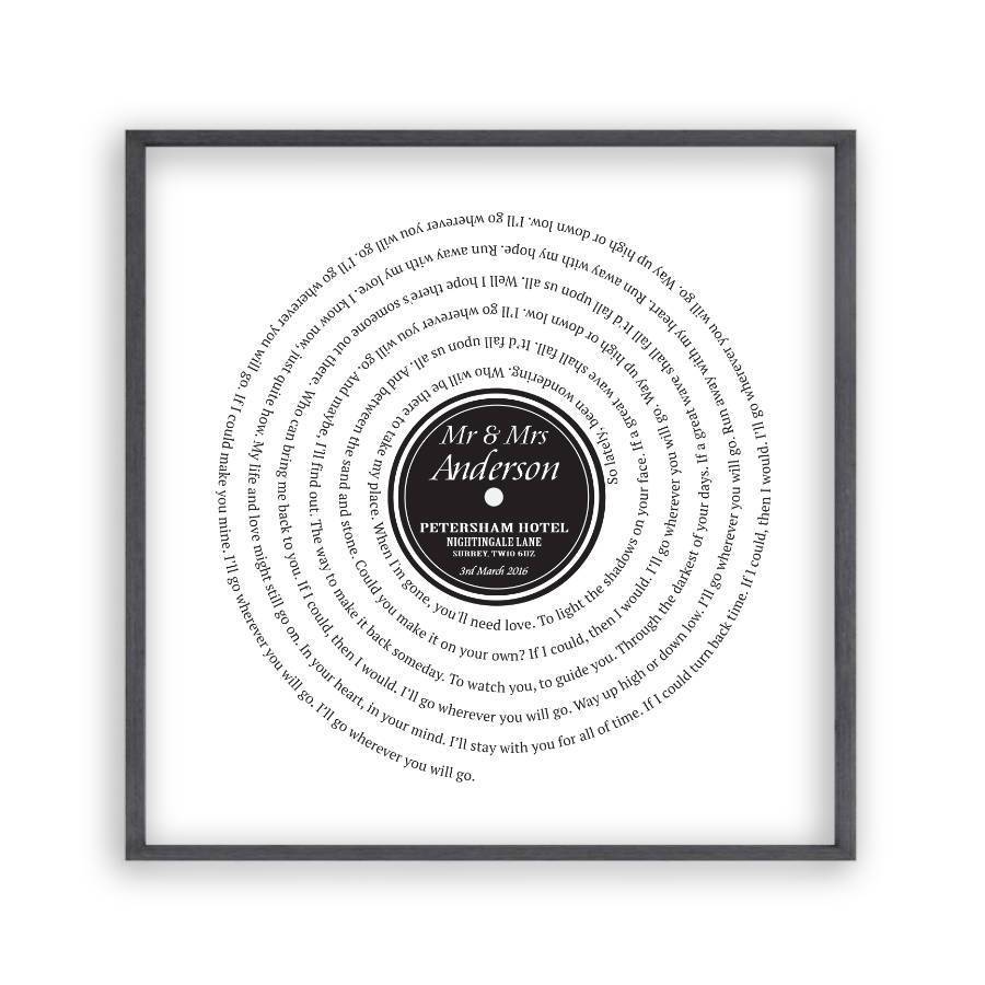 Personalized Favorite Song Lyrics Vinyl Record Print