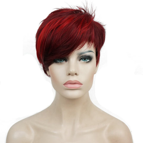 short burgundy wigs