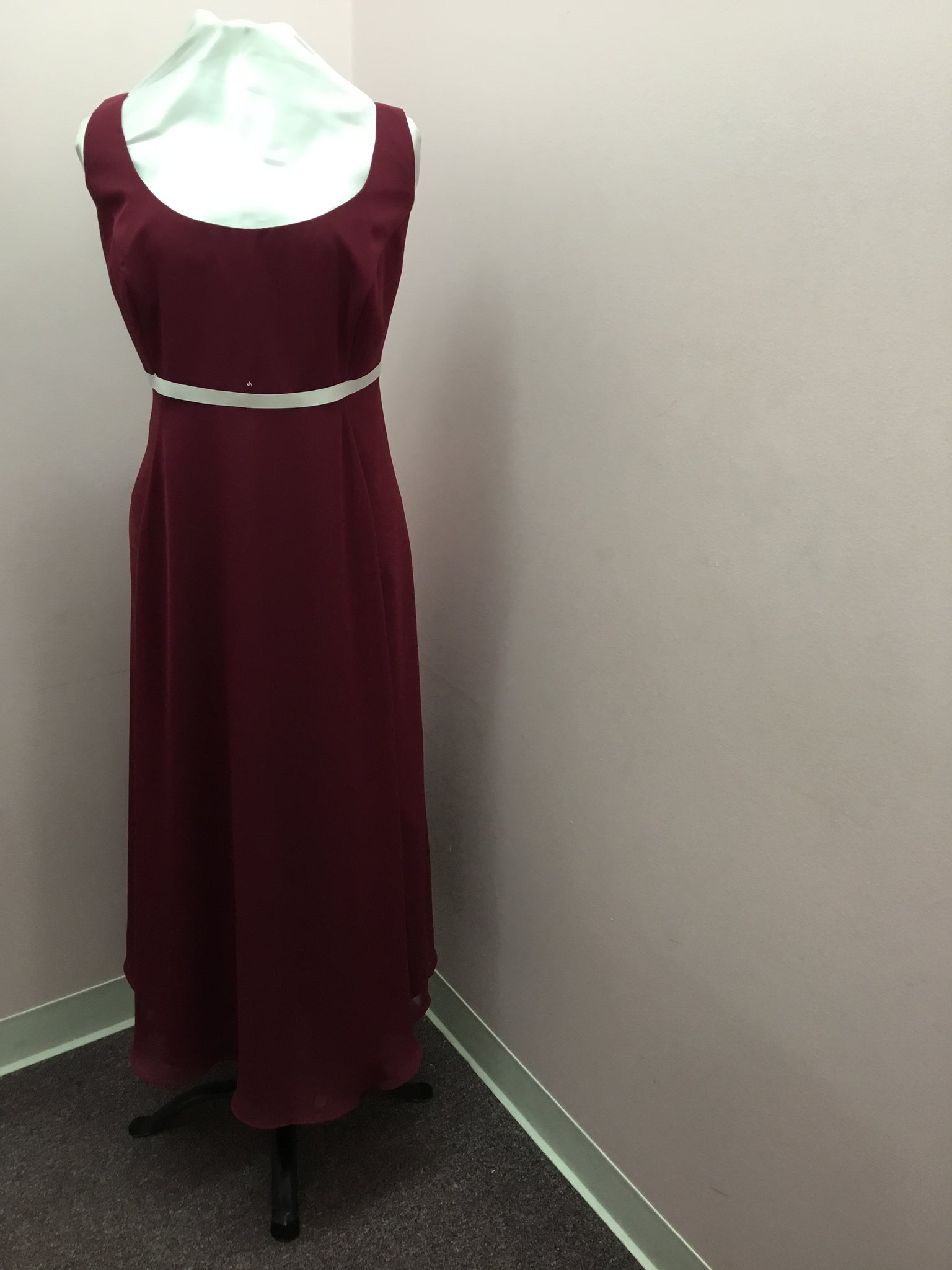 simple maroon gown