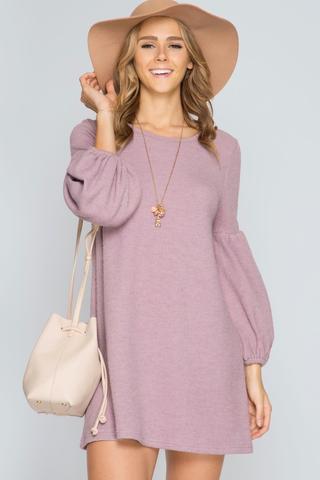 mauve dress with sleeves