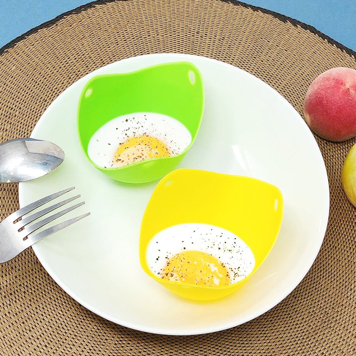 Silicone Nonstick Egg Poachers, Poached Egg Cups for Steaming Microwa