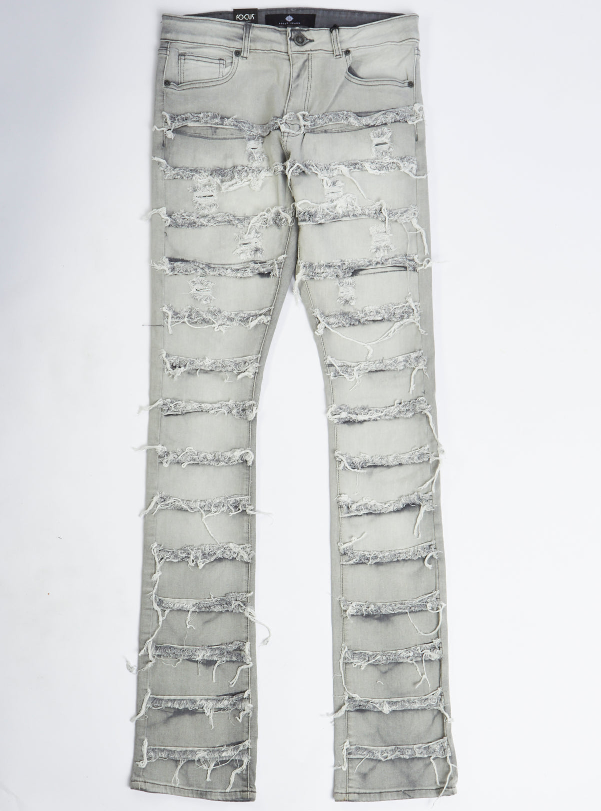 Focus Jeans - Ripped Stacked Jeans - Grey - 3364C – Vengeance78