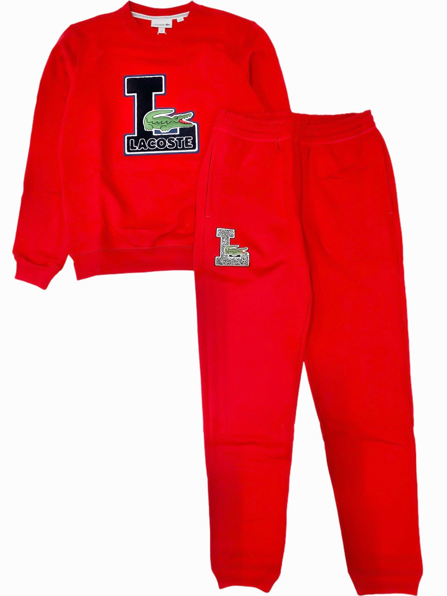 red lacoste jogging suit