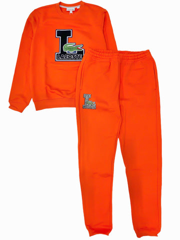 orange lacoste sweatsuit