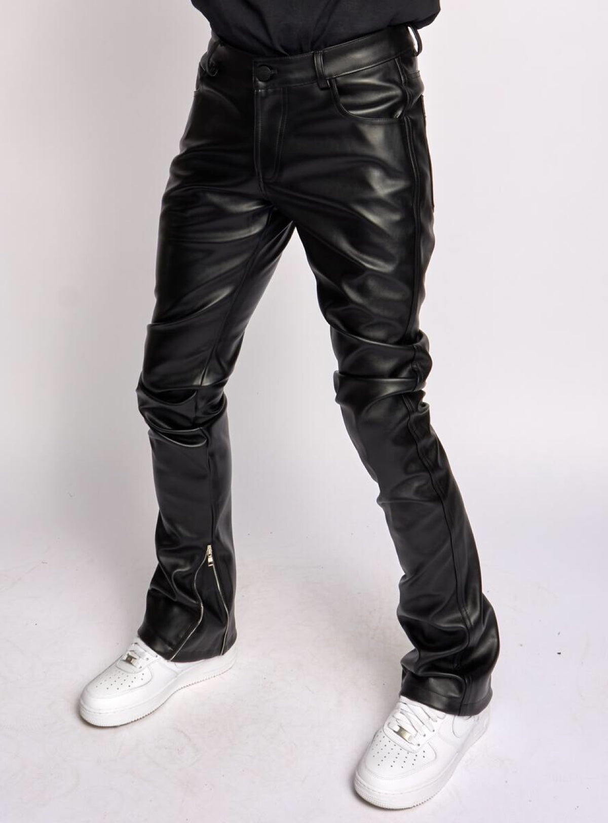 Politics Pants - Endacott - Stacked PU Leather - Black - 552 – Vengeance78