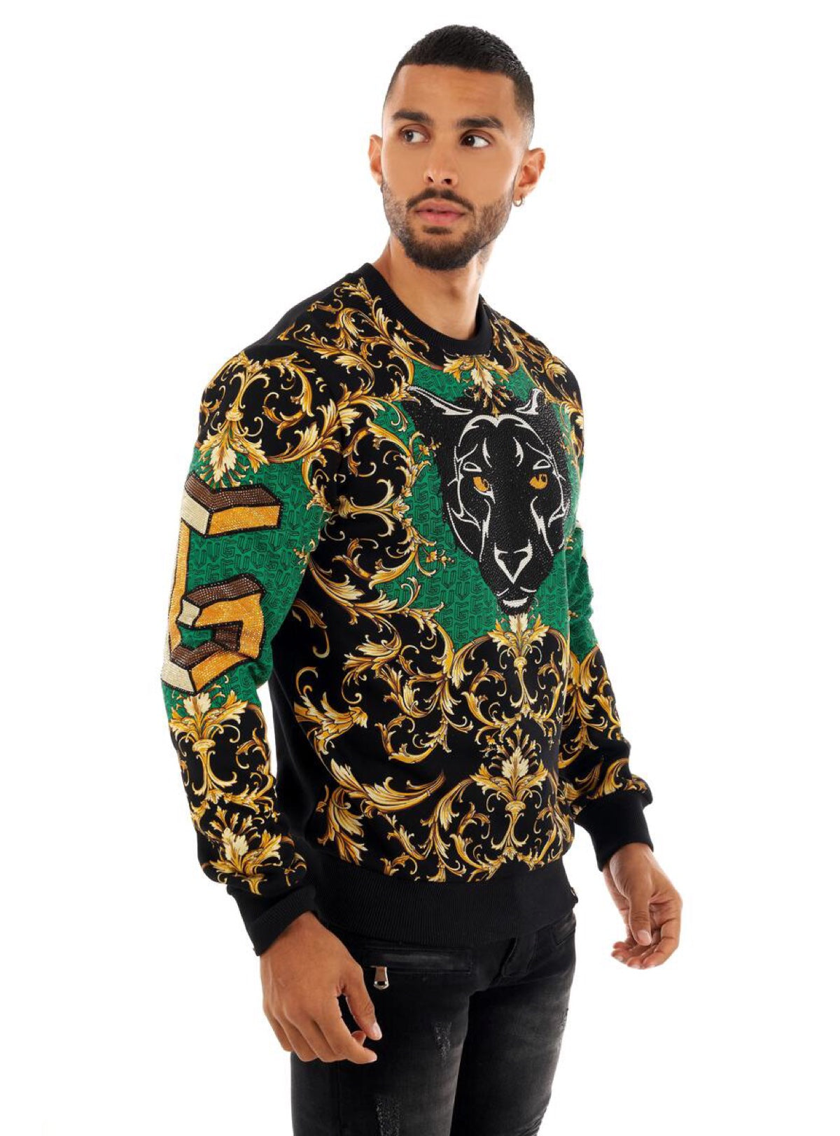 George V Sweatshirt - Fiercely Elegant - Black And Green - GV2416 ...