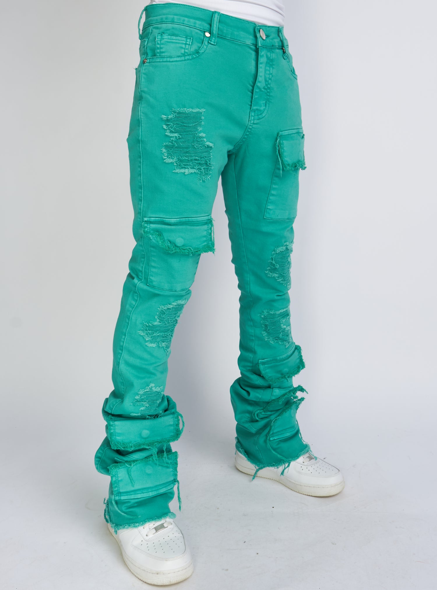 Politics Jeans - Super Stacked Cargo - Teal - Marcel501 – Vengeance78