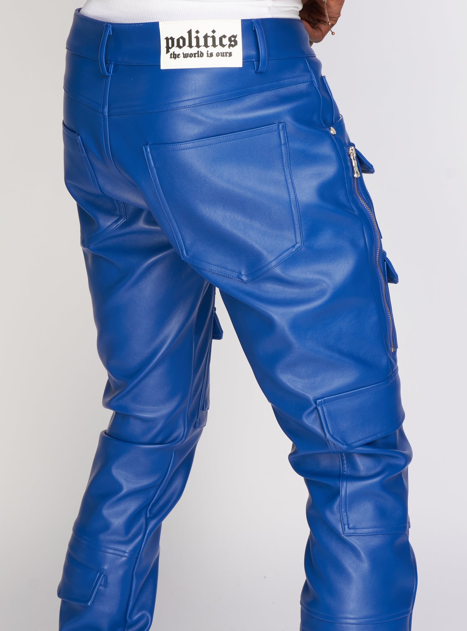 Politics Pants Stacked Cargo Pu Leather Murphy Royal Blue 555 Vengeance78 