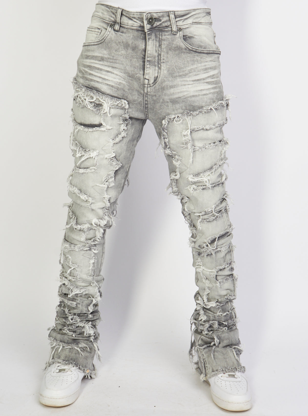 Focus Jeans - Shredded Super Stacked - Grey - 3445 – Vengeance78