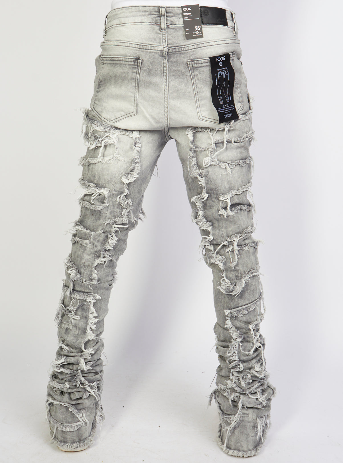 Focus Jeans - Shredded Super Stacked - Grey - 3445 – Vengeance78