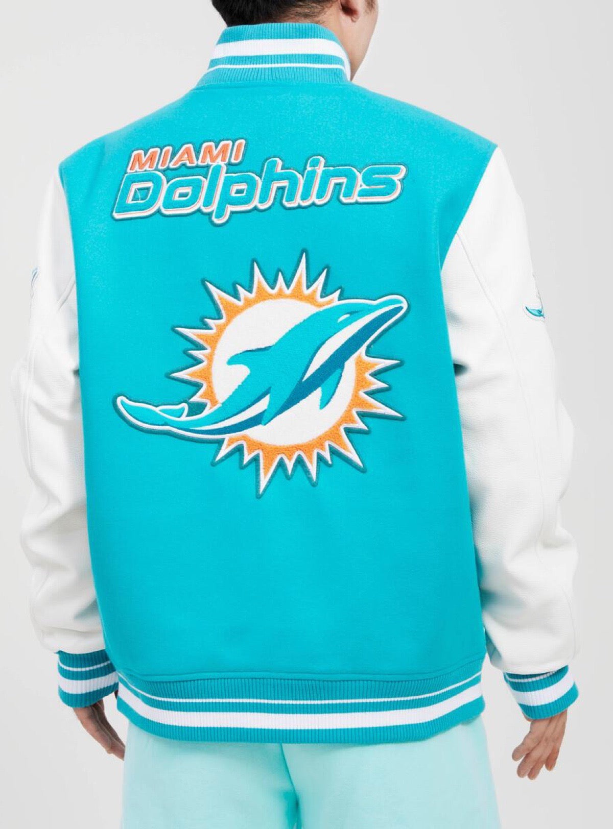 Men's Miami Dolphins Pro Standard Triple Black Satin Full-Snap Varsity  Jacket