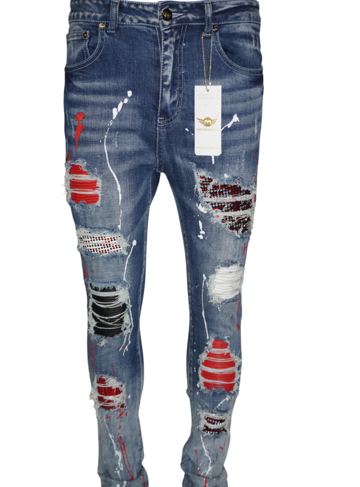 Ferrari Massari Jeans - Samurai Drip - Blue With Red And White ...