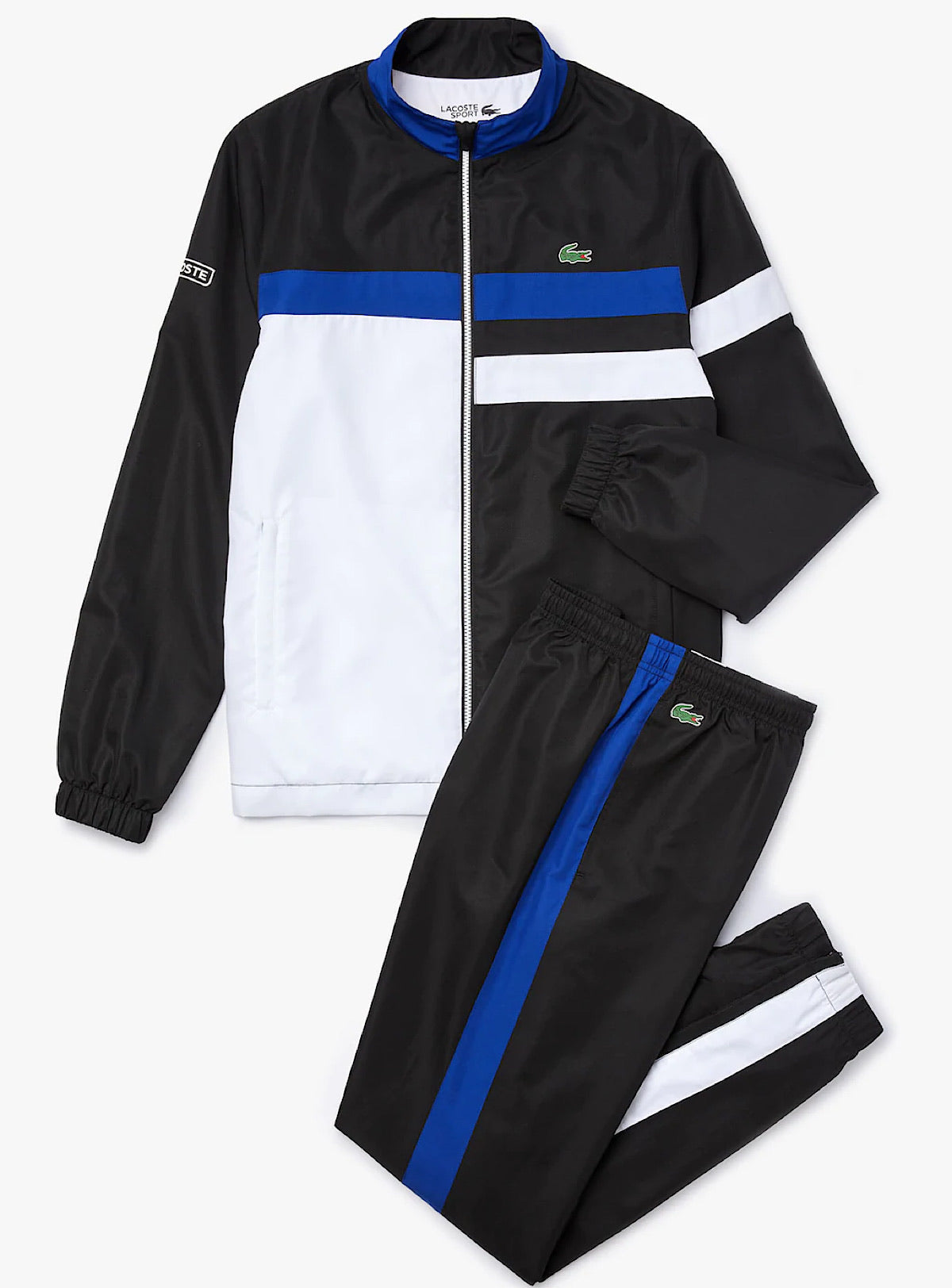 all black lacoste tracksuit