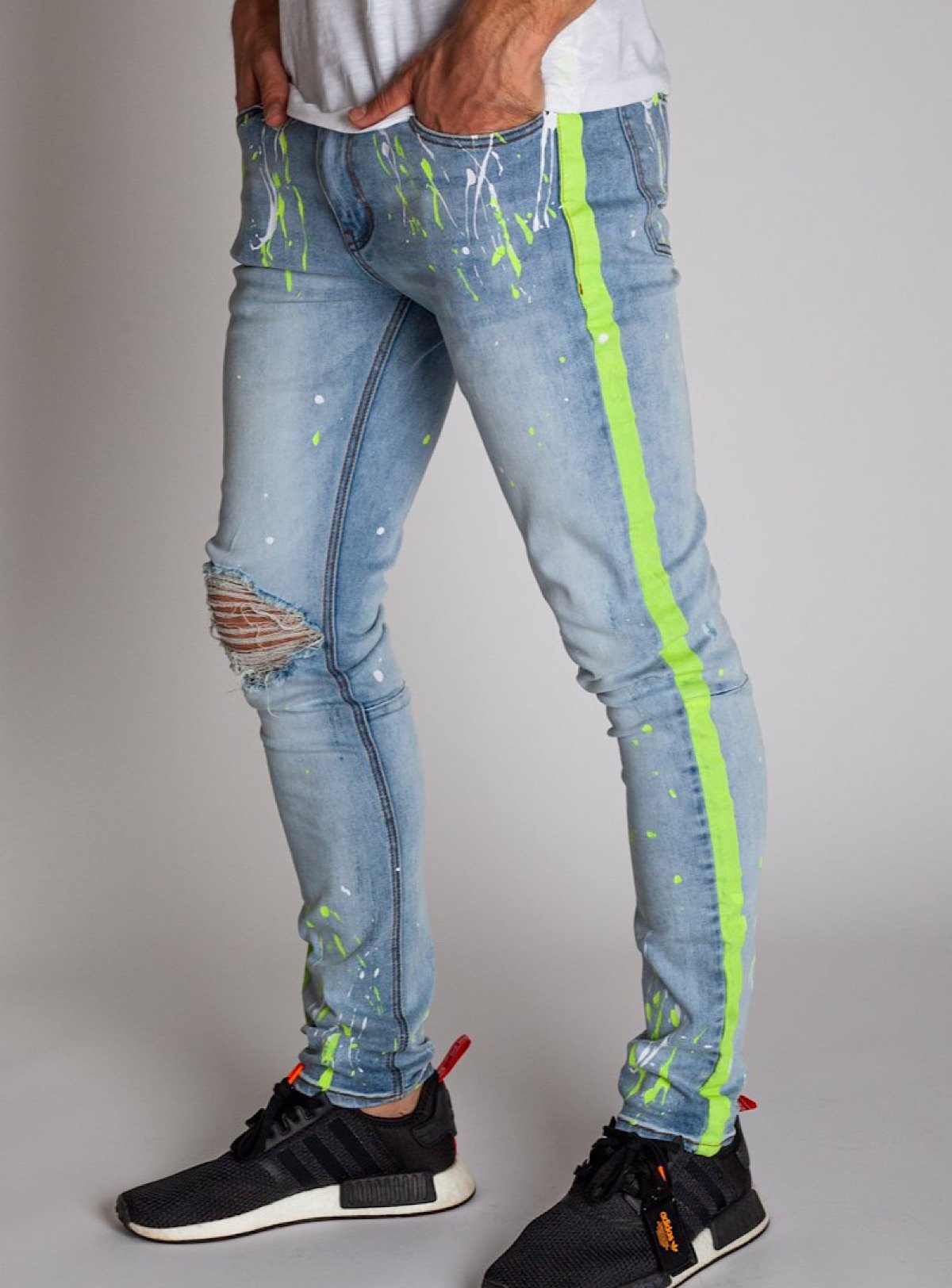 lime green stripe jeans