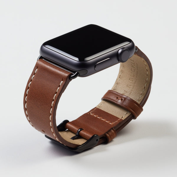 Pin & Buckle | Full-Grain Leather Apple Watch Band - Chestnut Brown