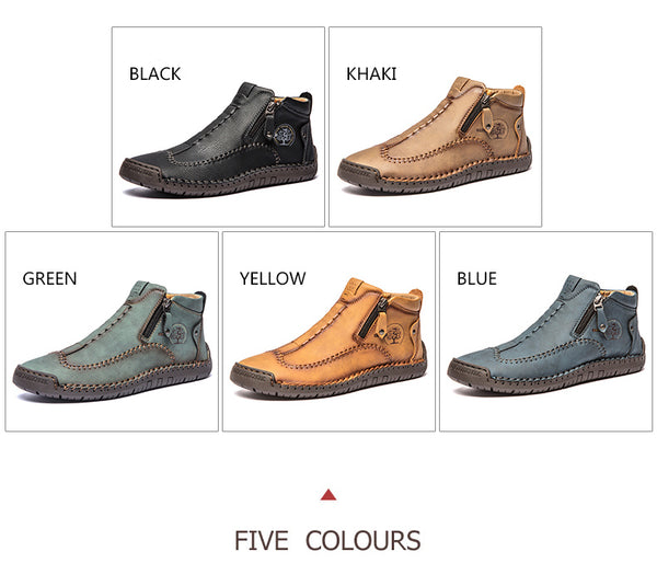 Men's Ankle Leather Boots Casual Shoes-Mudawwana UK