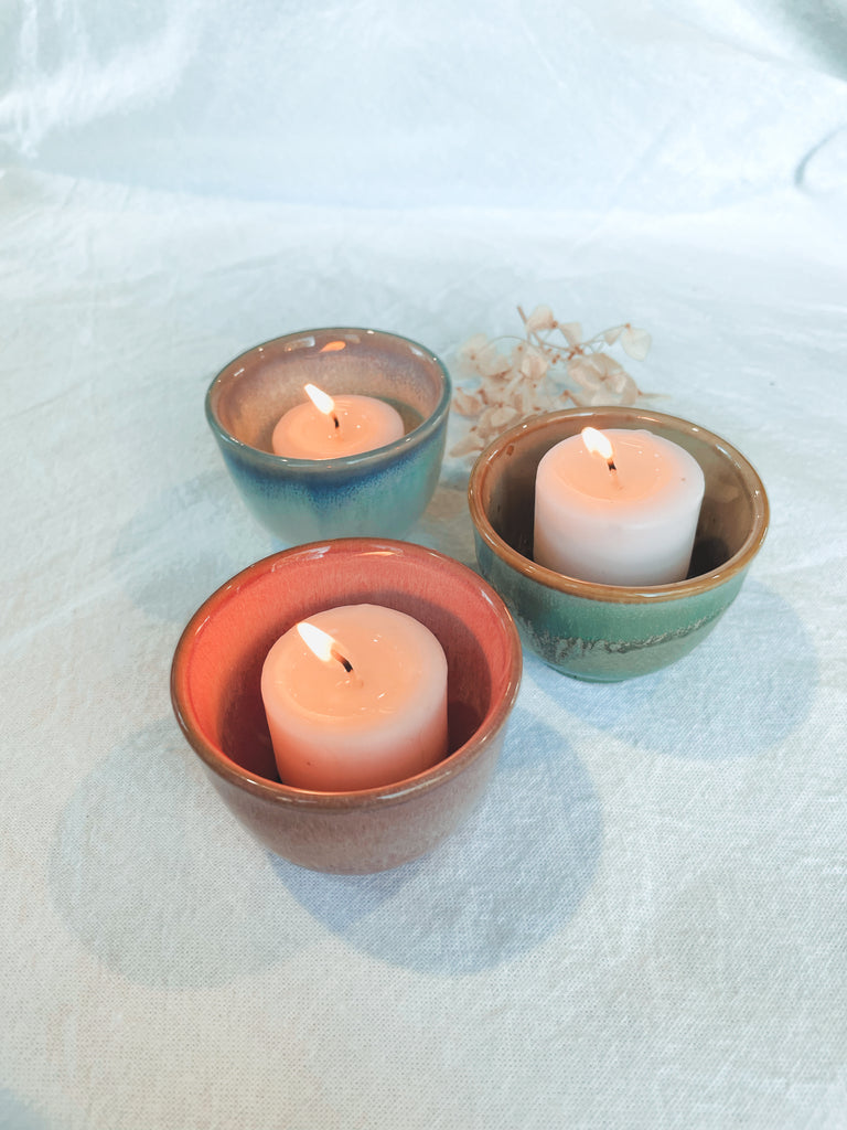 Candles In Ceramic Bowls