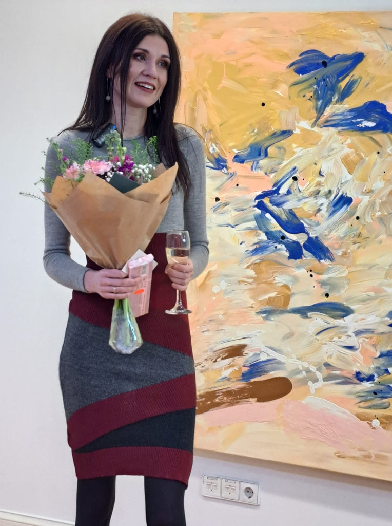 Liis Koger at Tampere Maja, painting exhibition opening