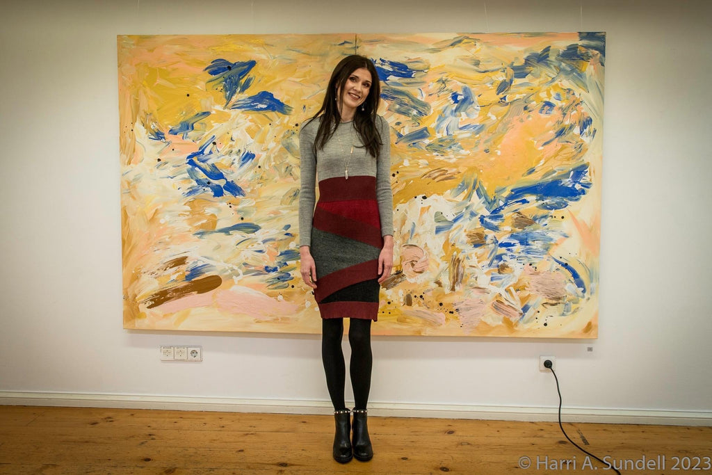 Liis Koger at Tampere Maja, painting exhibition opening