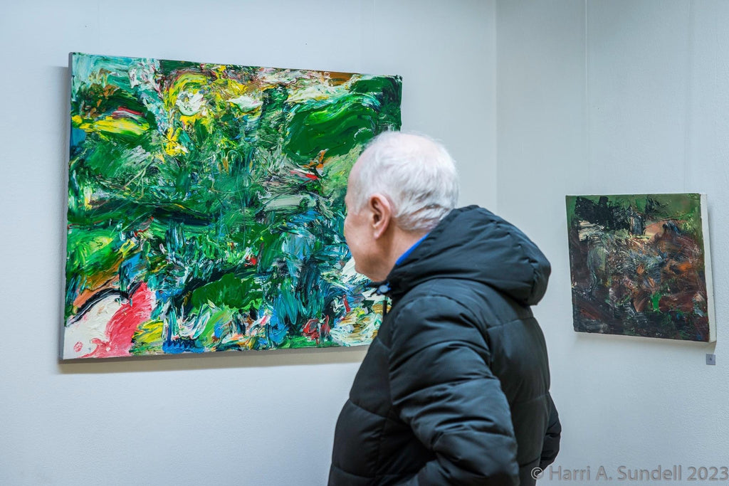 Liis Koger at Tampere Maja, painting exhibition opening