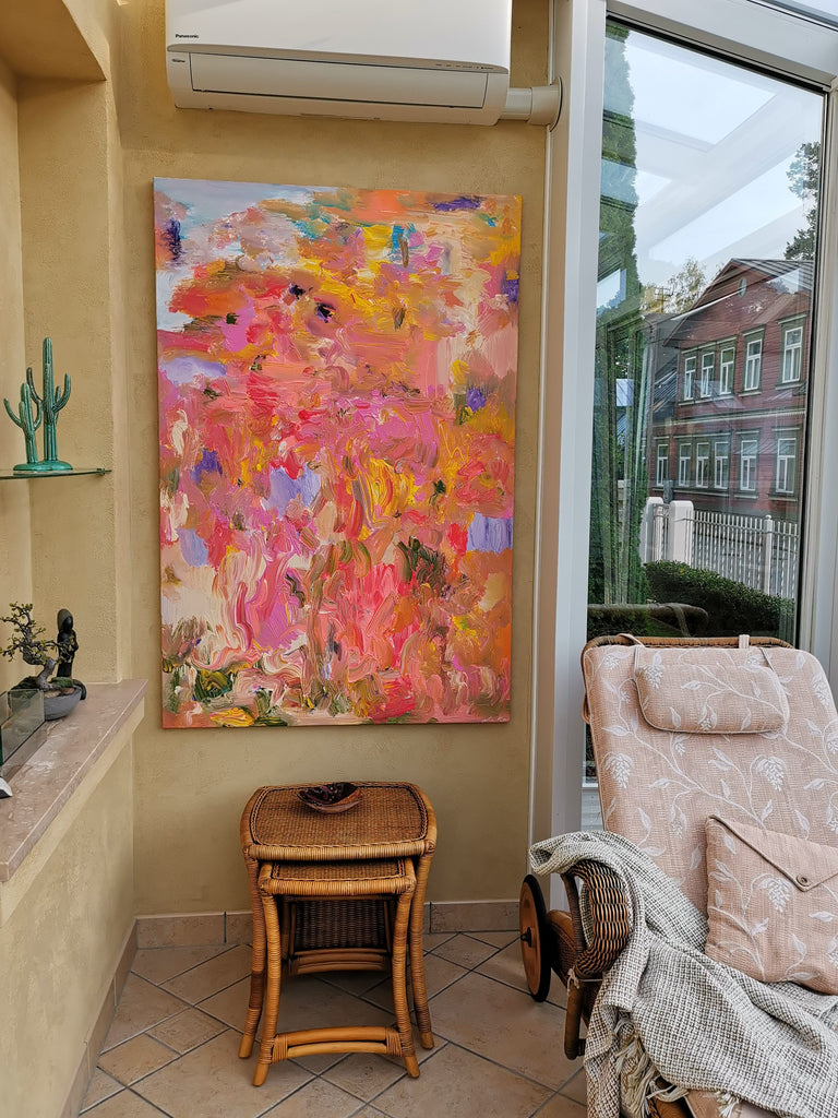 pink field painting, Liis Koger, commissioned artwork