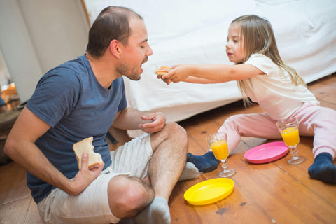 indoor picnic with dad