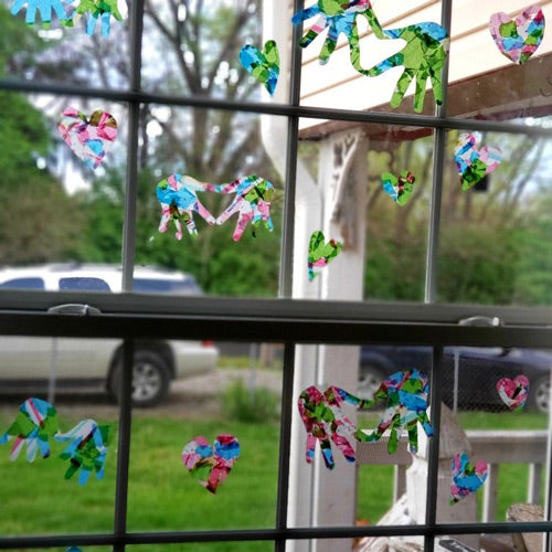 contact paper and tissue paper suncatcher