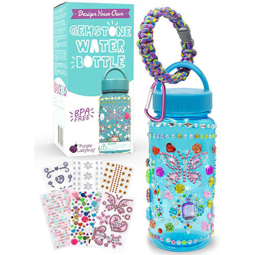 Decorate Your Own Water Bottle for Girls with Lots of Glitter Gem Stickers  - BPA Free, Fun DIY Arts and Crafts Activity ,Surprise Gifts ,with a