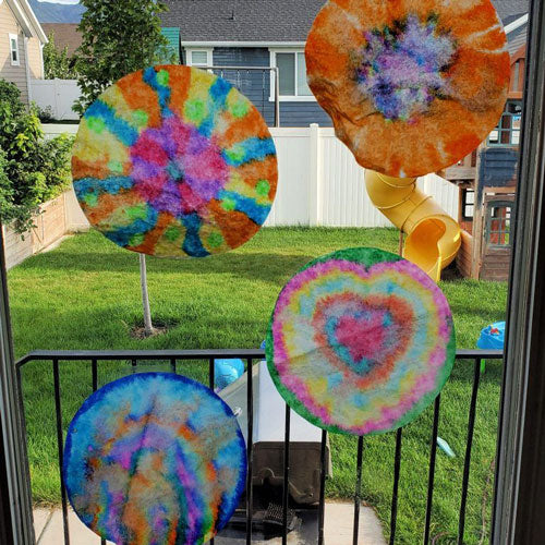 tie-dye coffee filter suncatcher from Sunshine and Munchkins