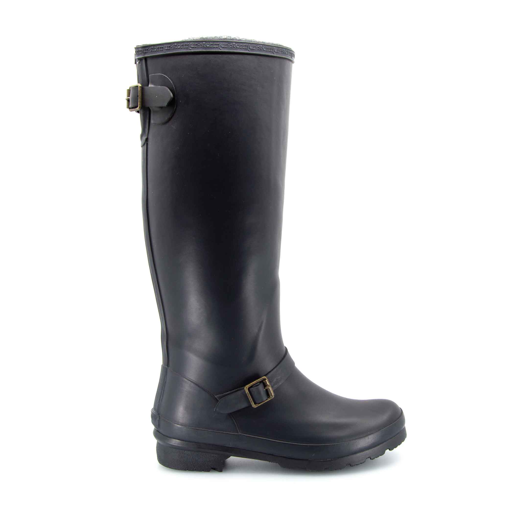 Original Fleeced Tall Gumboots Rustic Black • By Stormur • Wellies Online