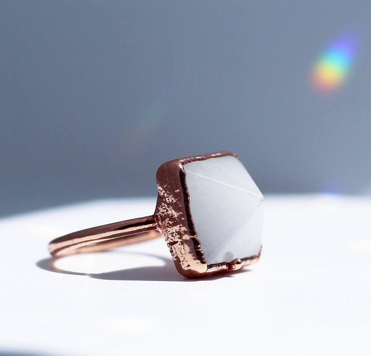 white quartz crystal ring