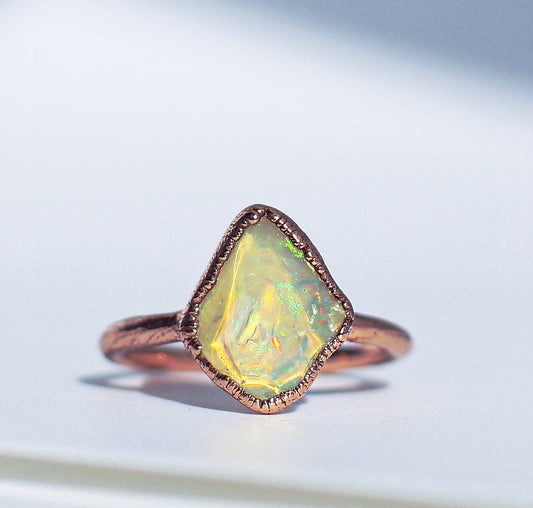 Raw Pink Opal Ring in Copper 3