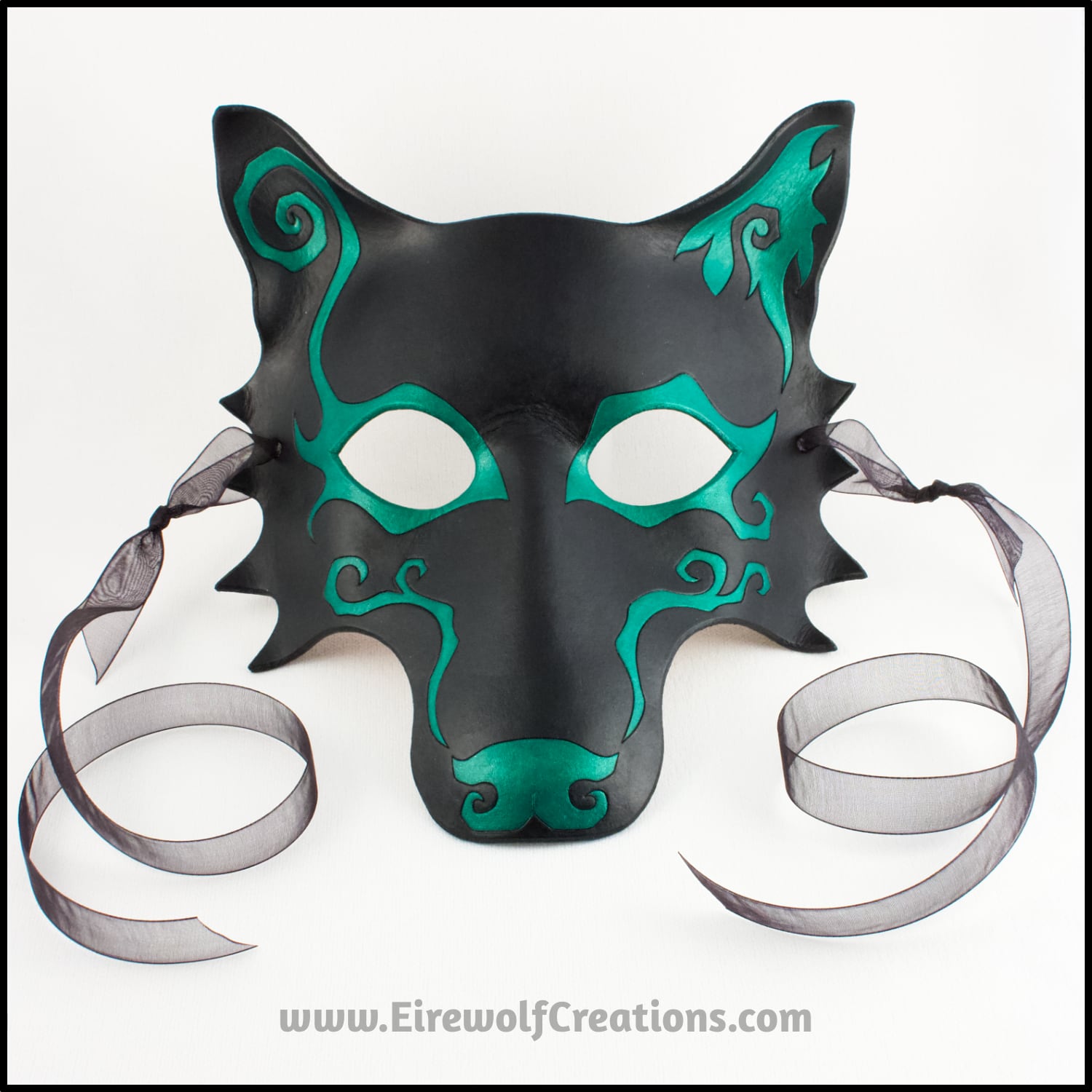 Spiral Wolf handmade leather masquerade mask with asymmetrical spiral ...