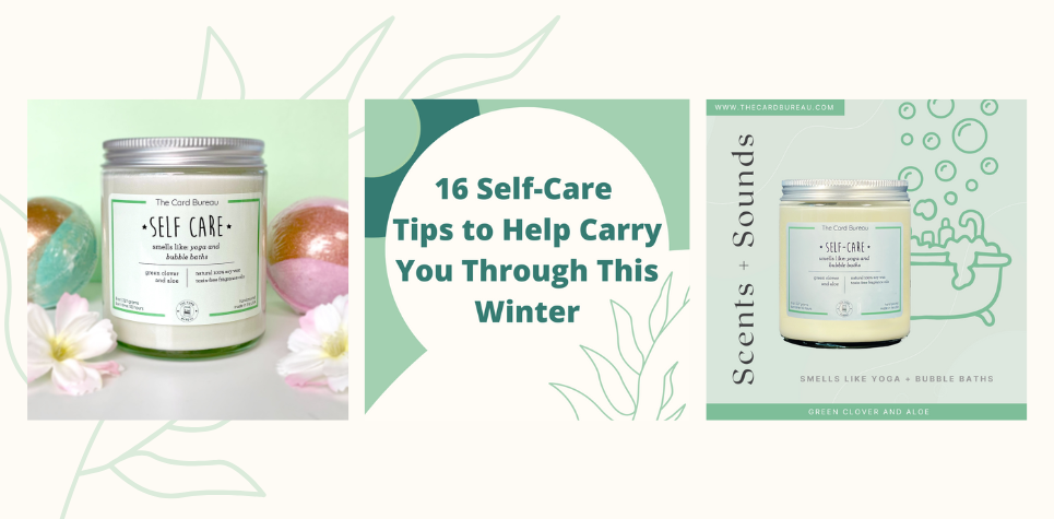 Images of Self Care Candle, Article Title, and Self Care Playlist Cover