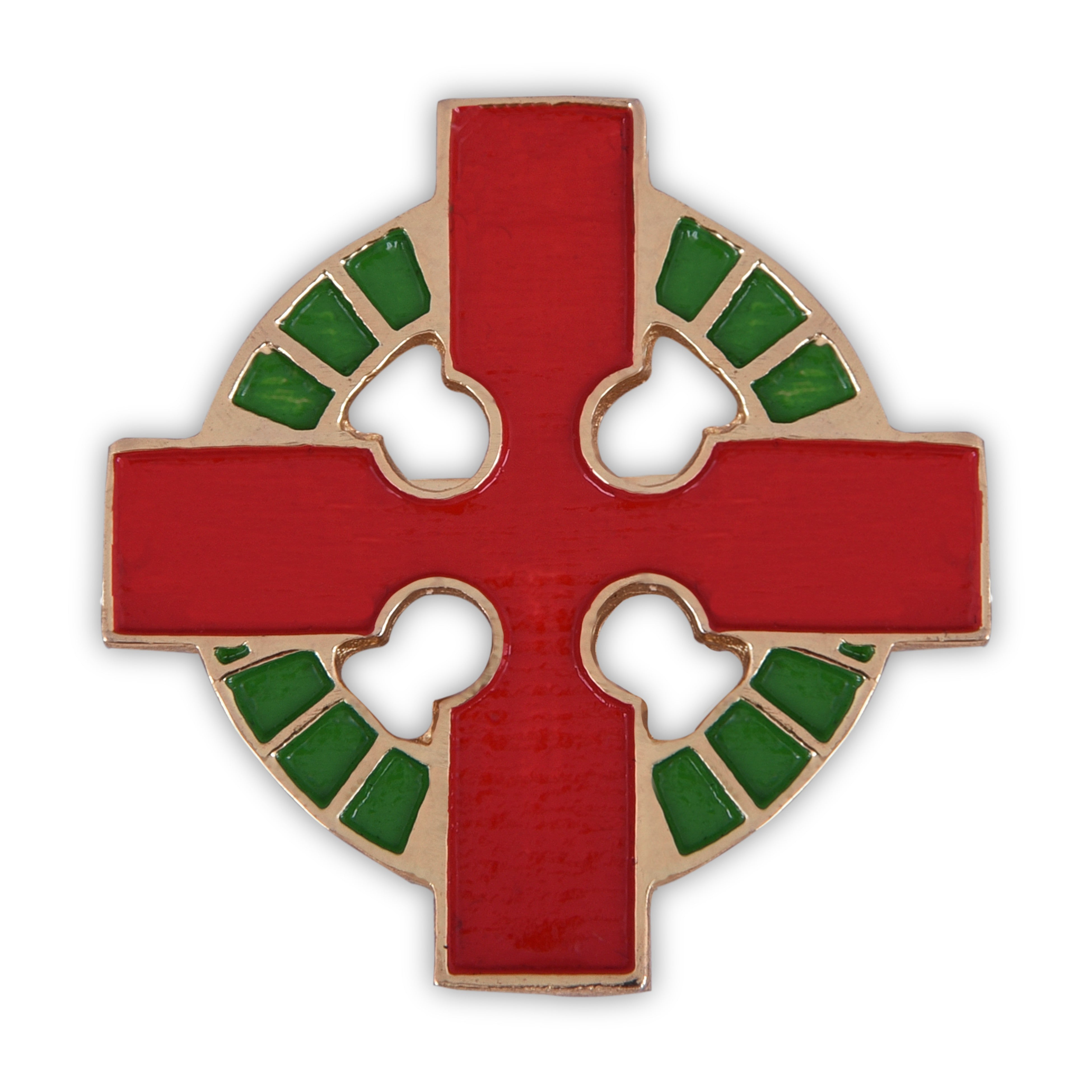 Man At Arms Red Branch of Eri AMD Lapel Pin - Red Cross & Green Gold Plated