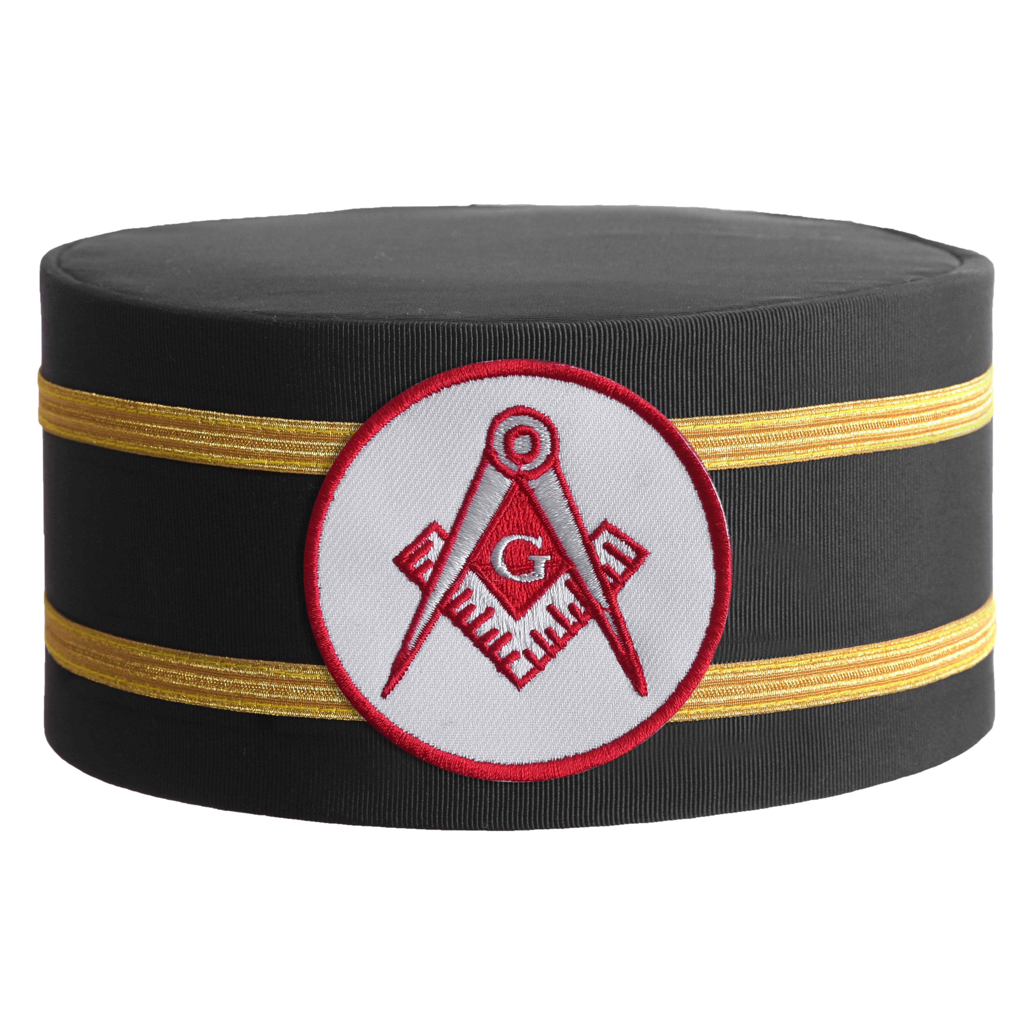 Master Mason Blue Lodge Crown Cap - White & Red With Double Braid