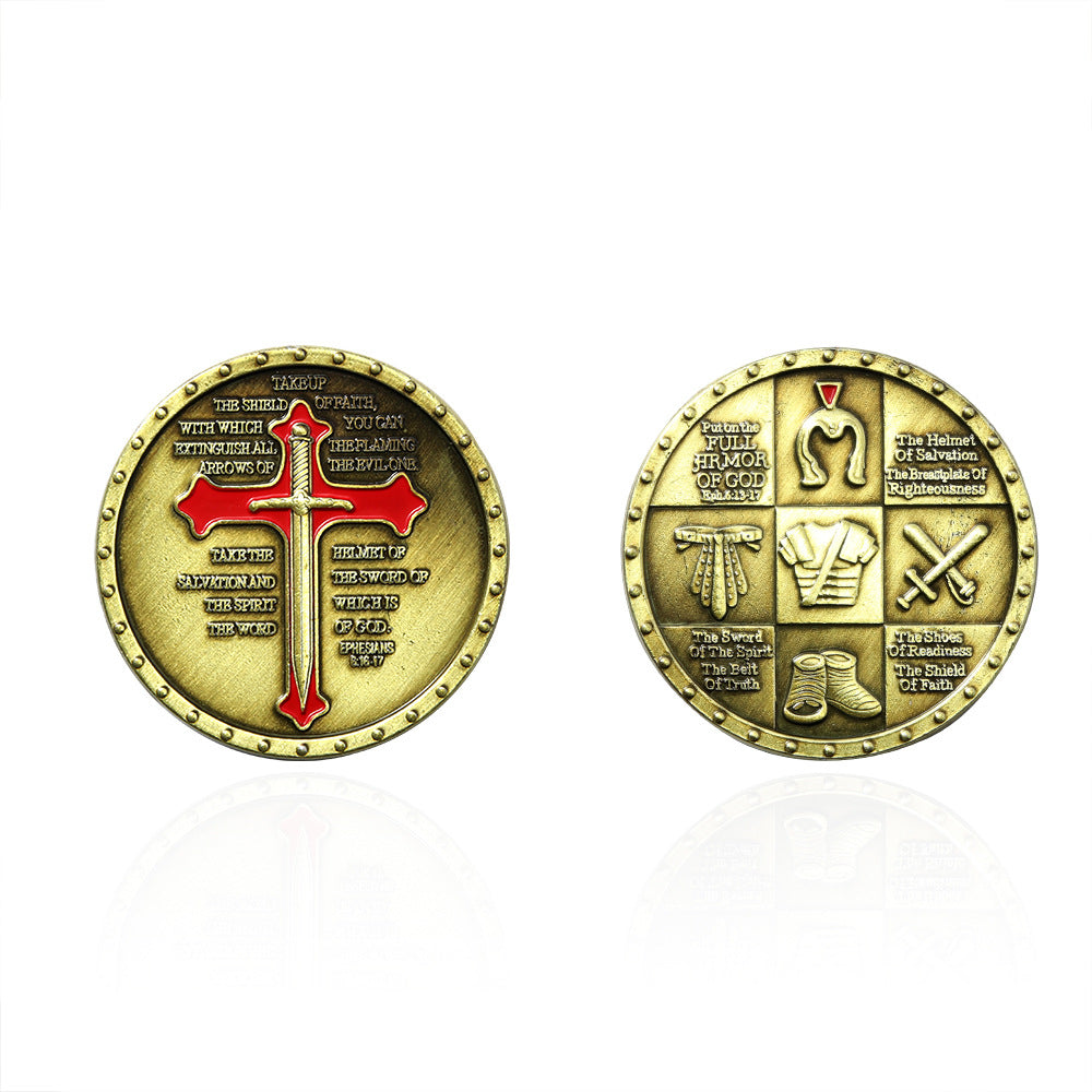 Knights Templar Commandery Coin - Gold With Red Cross
