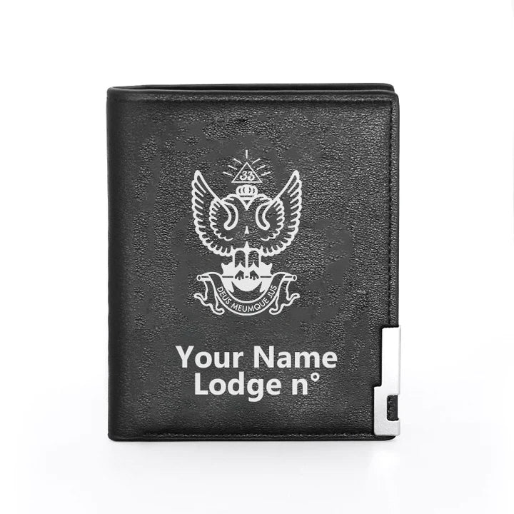 33rd Degree Scottish Rite Wallet - Wings Up Black & Brown