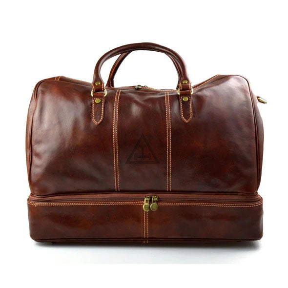 Royal Arch Chapter Travel Bag - Genuine Light Brown Leather