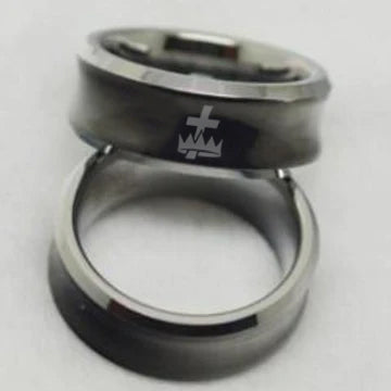 Knights Templar Commandery Ring - Black Concave Tungsten Personalizable