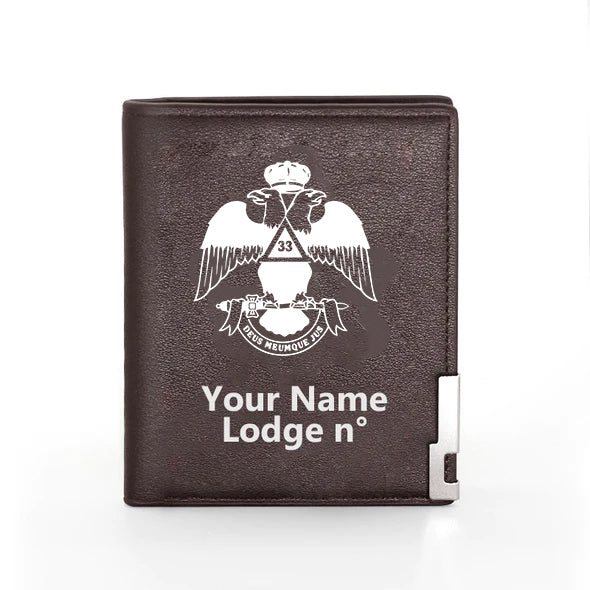 33rd Degree Scottish Rite Wallet - Wings Down Black & Brown