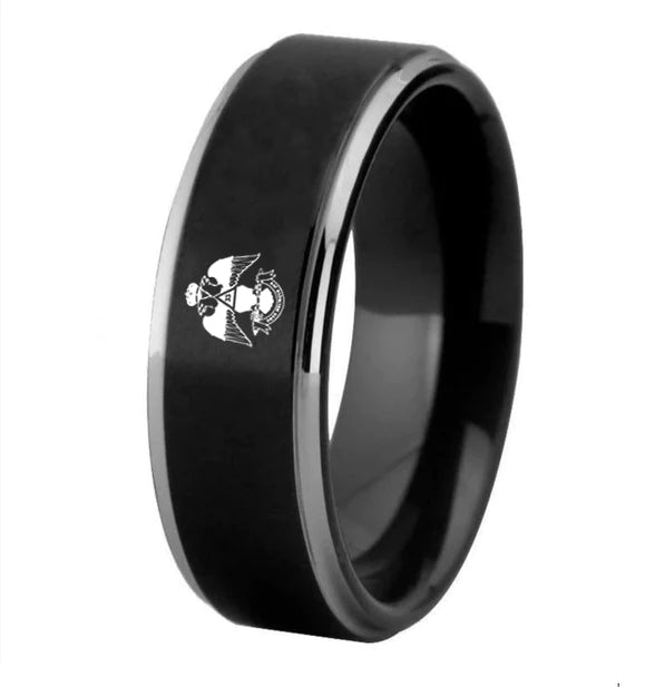 33rd Degree Scottish Rite Ring - Wings Down High Quality Tungste